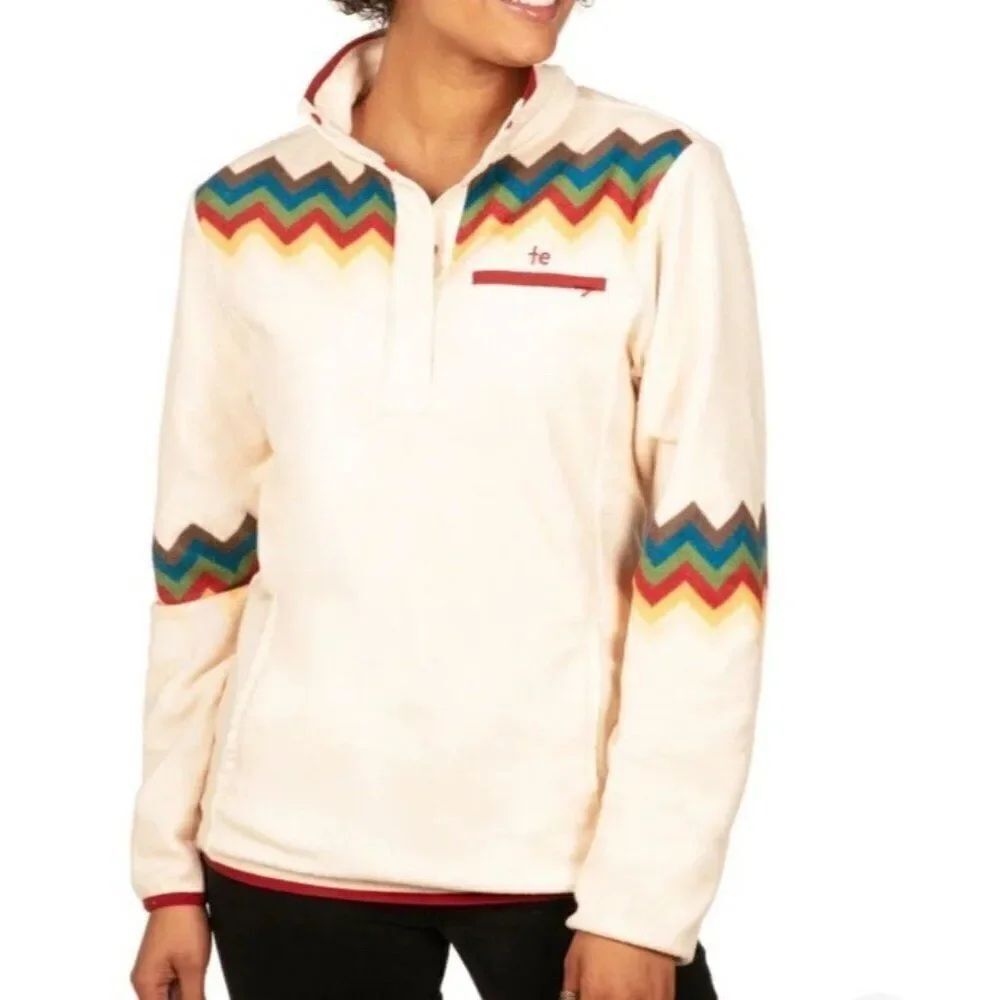 Tipsy Elves Ladies XXL Lightweight Fleece Chevron Ski Pullover Powder Hound NWT